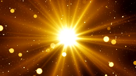 gouden vonken abstracte achtergrond met licht uit het midden. naadloze lus.