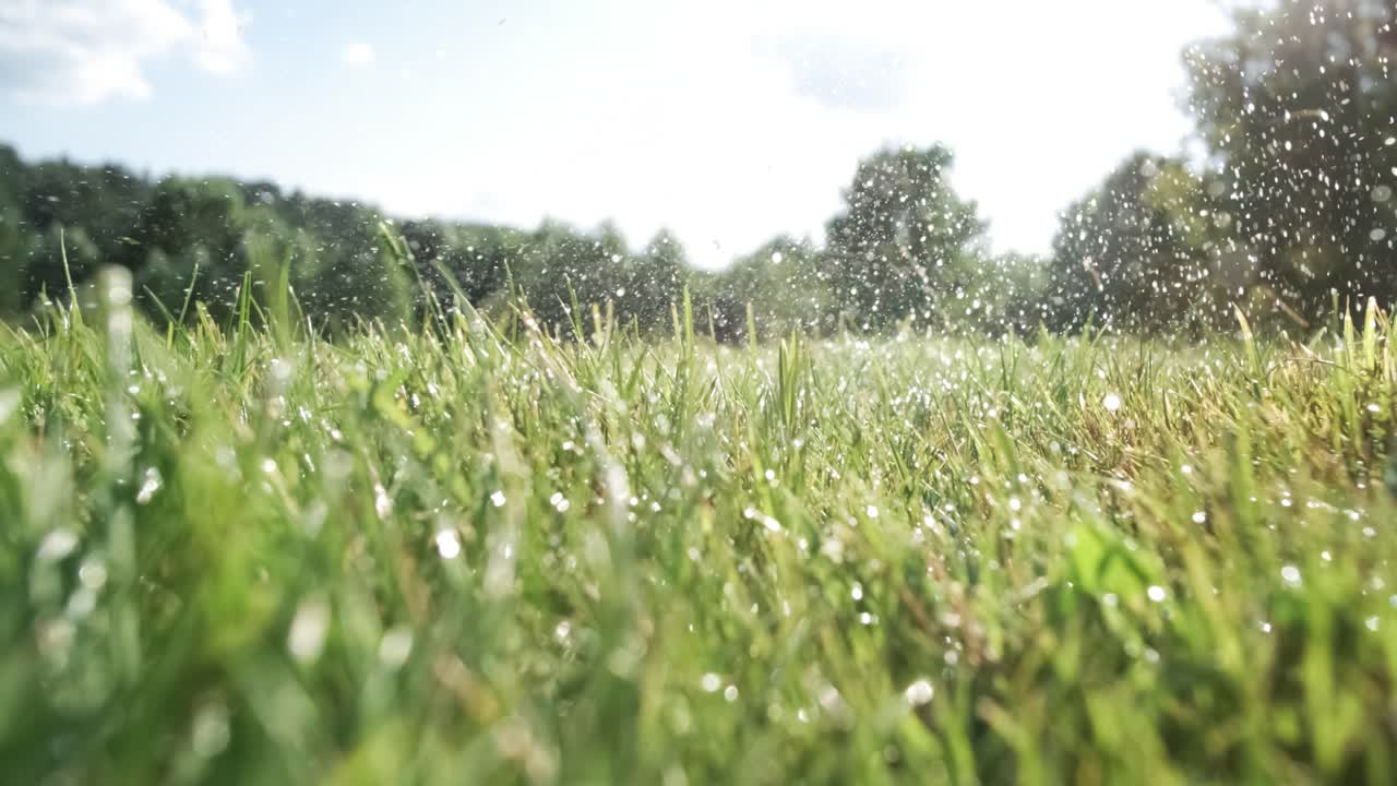 hierba de rocío a la luz del sol