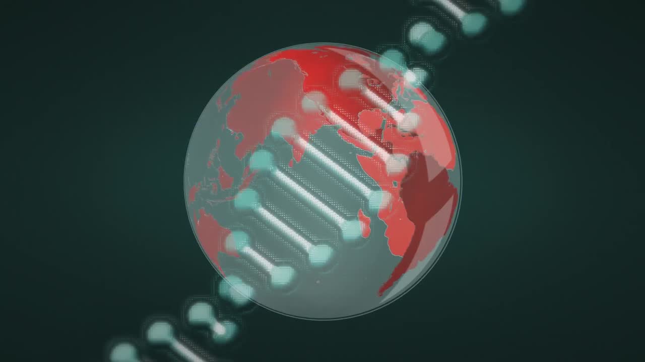animación de la cadena de adn en todo el mundo