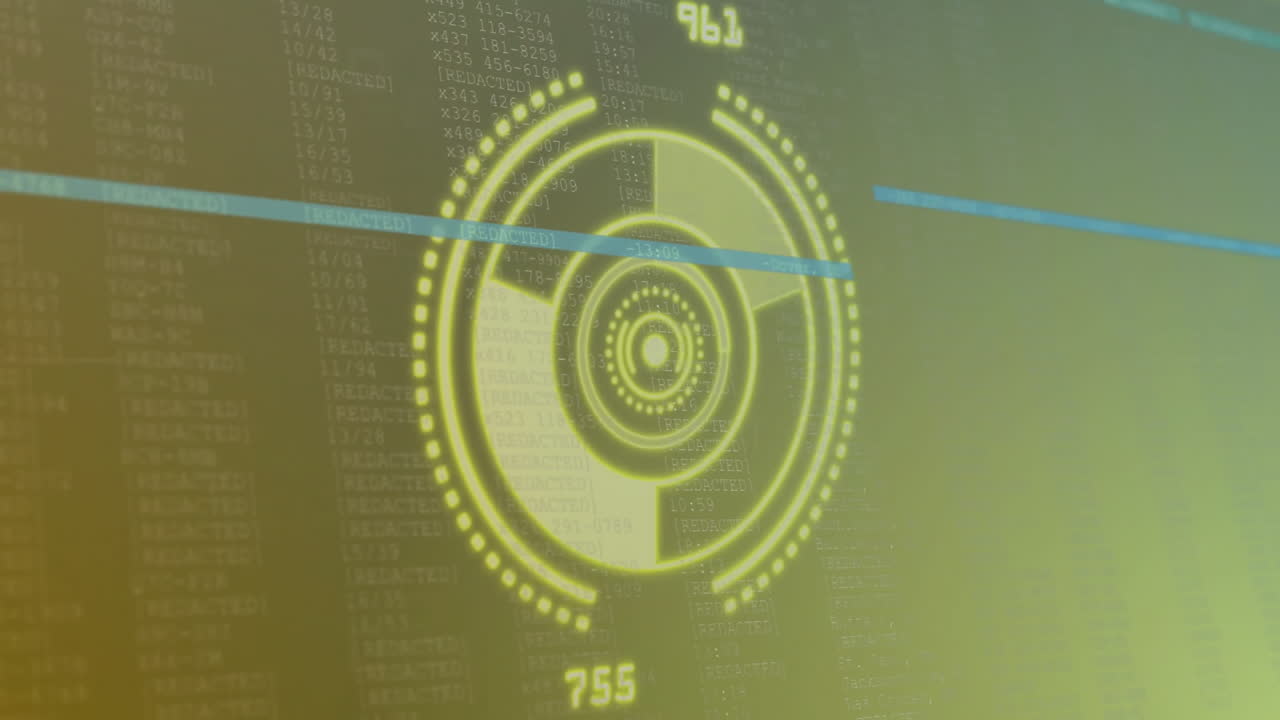 animación de escaneo de alcance con procesamiento de datos en fondo negro