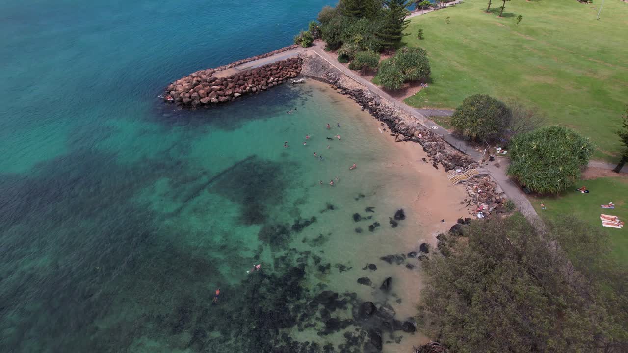 Little Duranbah Beach With Turquoise Ocean In NSW, Australia - Aerial Shot