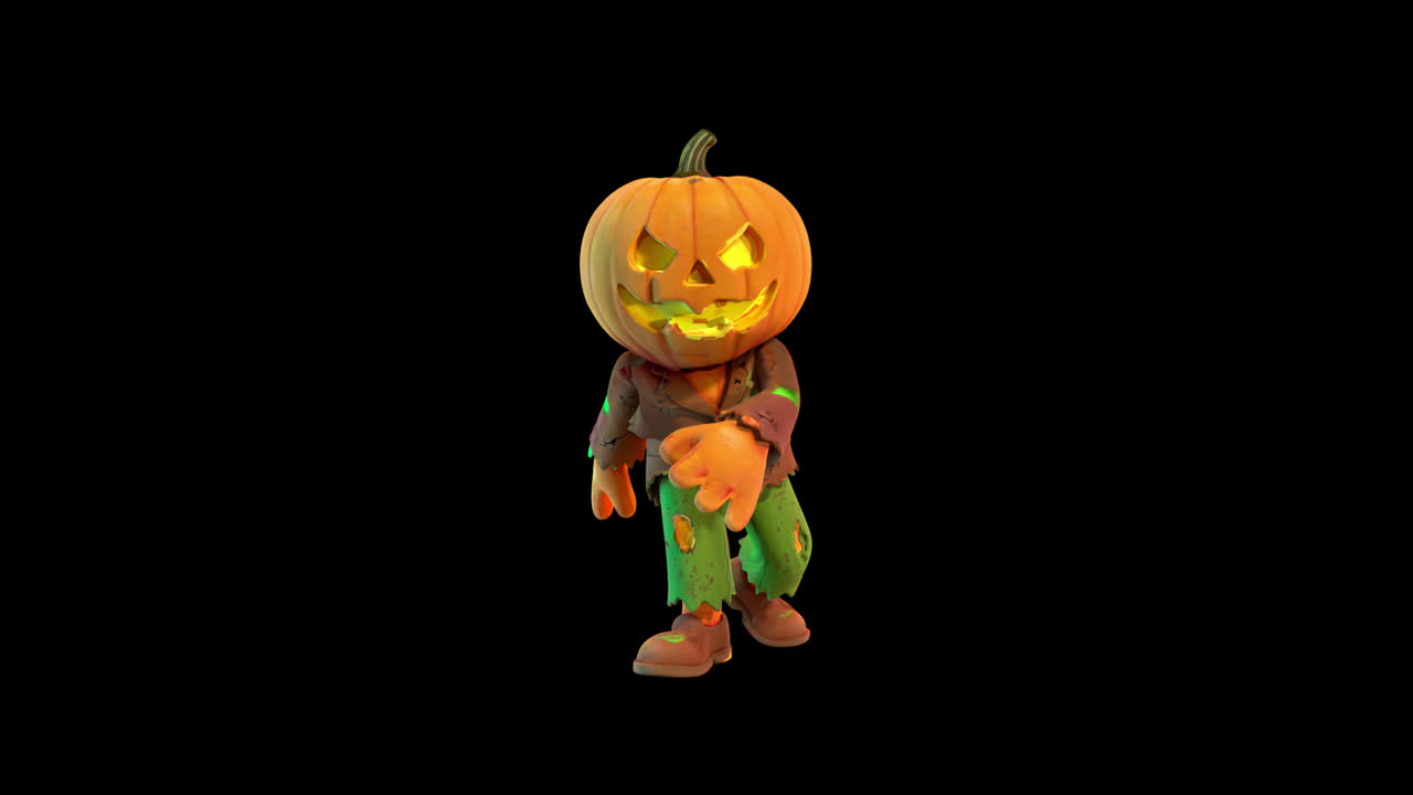 Playful Jack-o'-Lantern Pumpkin Character Dancing and Dabbing