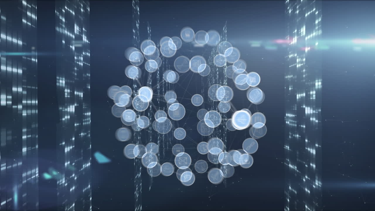 Animation of media icons over light spots