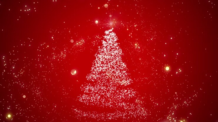 Sparkling Christmas Tree on a Red Background