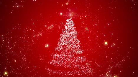 sparkling christmas tree on a red background