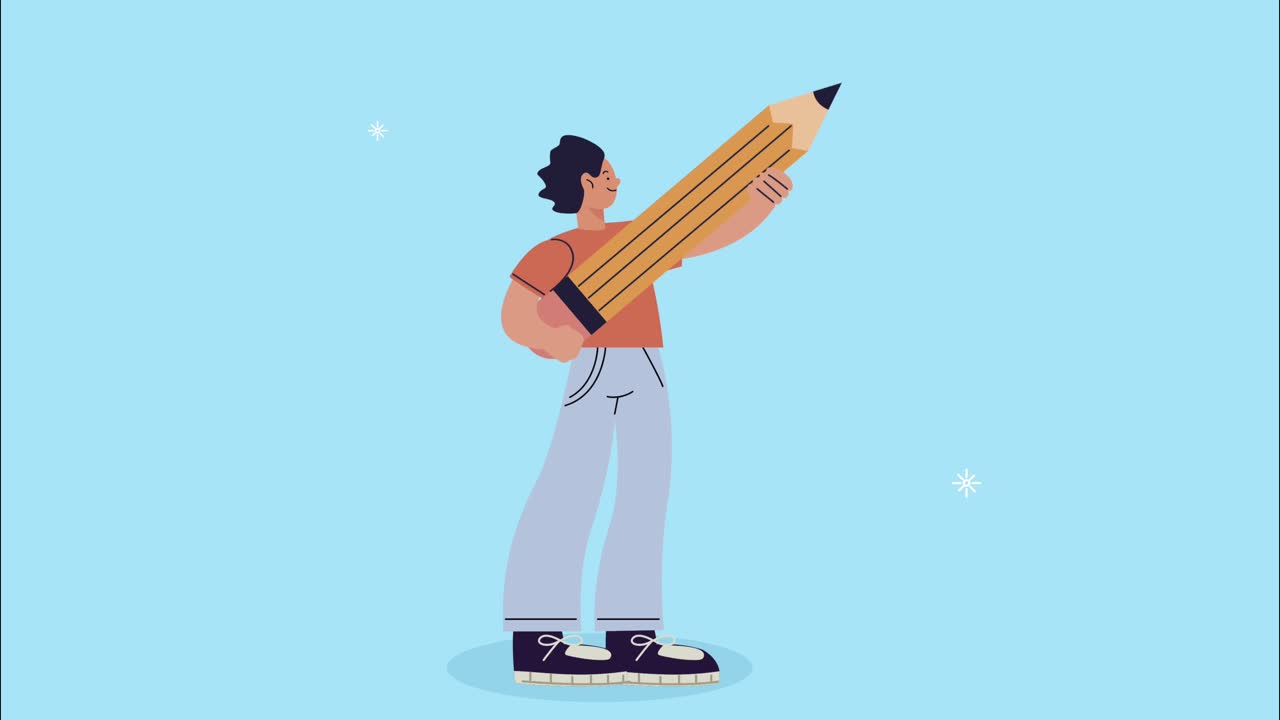 hombre de éxito con animación de lápiz