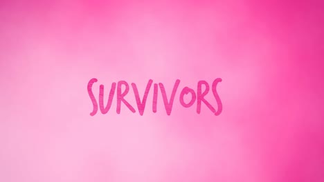 Animation-of-pink-survivor-text-appearing-on-pink-background