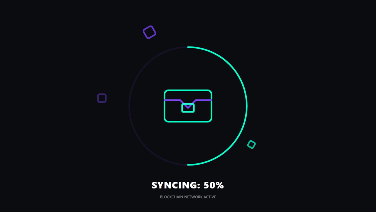 Digital Blockchain Network Syncing Progress Animation