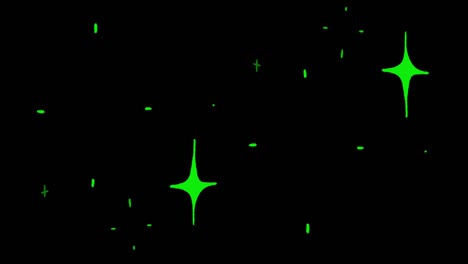 animación estrellas verdes en forma de chispas sobre un fondo negro.