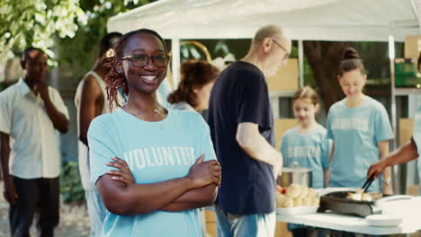 woman with glasses at a non-profit event