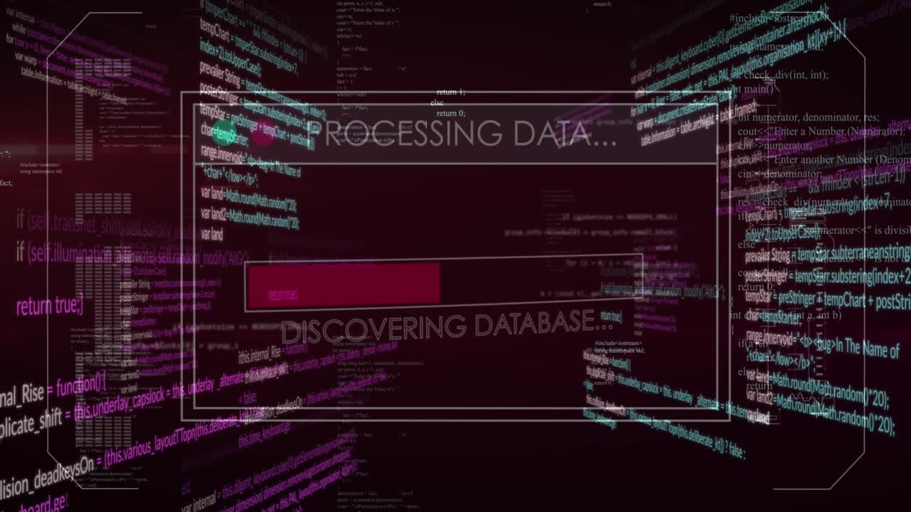 Animation of data processing on black background
