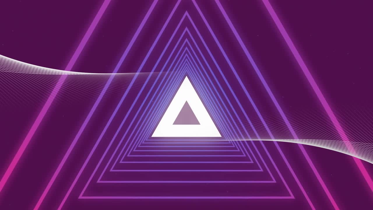 Animation of neon triangles on black background