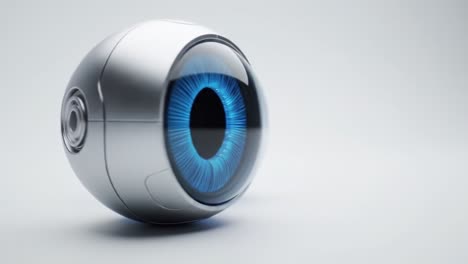 an advanced concept of an artificial eye showcases its sleek design and vibrant blue iris. this innovative creation emphasizes technology's potential in enhancing vision.