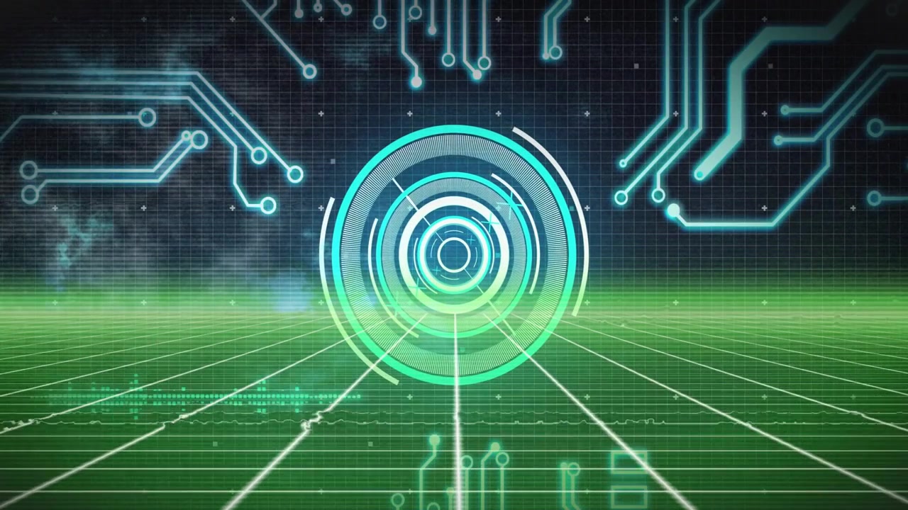 On system start HUD target rotating and pulsing, sweeping and scanning grid for diagnostic readout