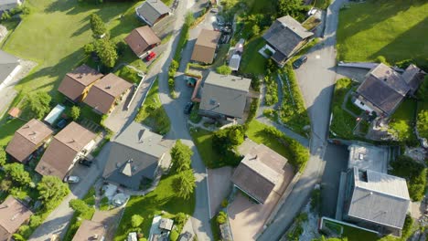 top down aerial view of european neighborhood