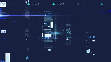 animación del procesamiento de datos y rastros luminosos sobre fondo negro