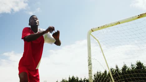 football player heading the ball