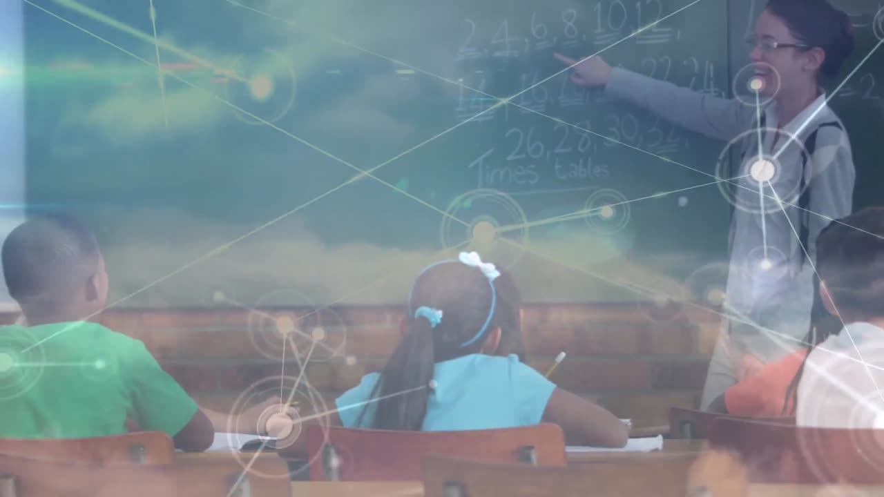 animación de una red de conexiones entre alumnos diversos con una maestra