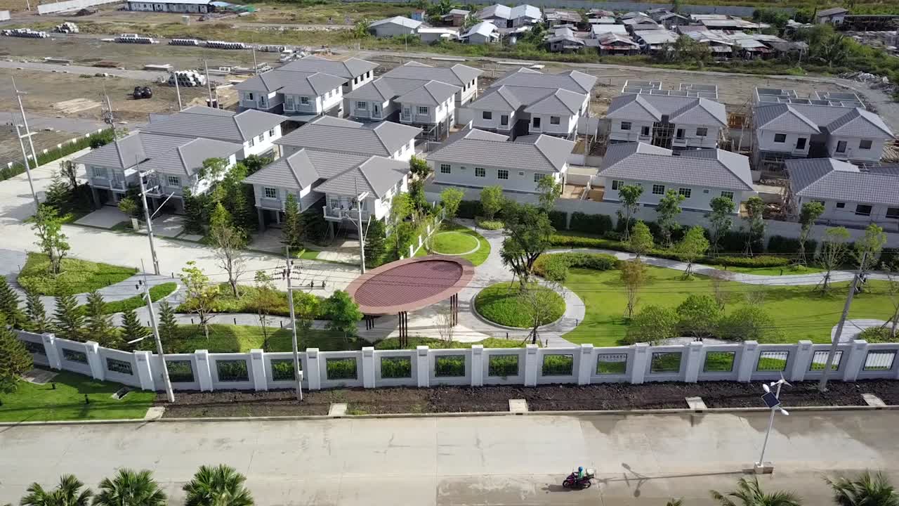 Aerial Footage of White and Gray Modern Comtemporary House