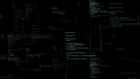 animación de codificación binaria y procesamiento de datos sobre fondo negro