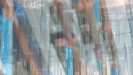 animación del procesamiento de datos financieros en el almacén