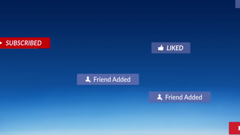 animación del texto de las redes sociales en banners sobre fondo azul