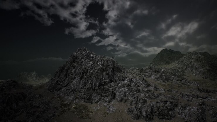 Dramatic Storm Sky over Rough Mountains