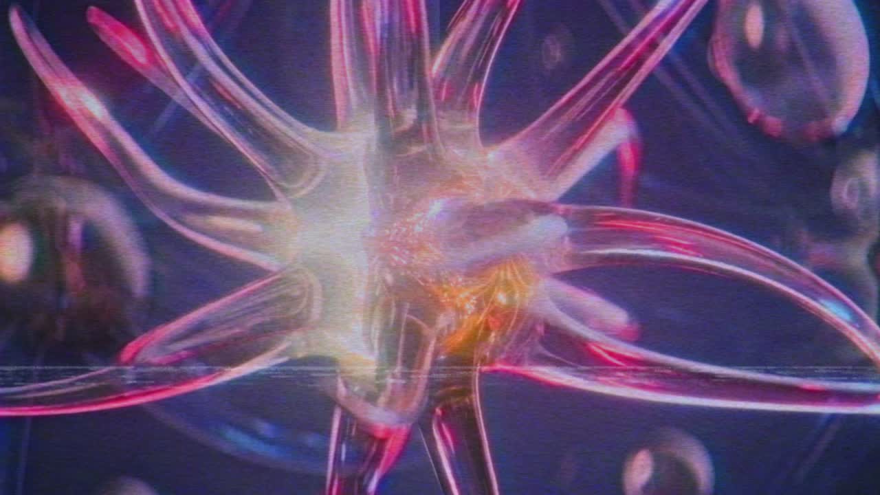 onda sintética onda de vapor onda retro onda fallo neurona bucle sin costuras animación de renderización en 3d