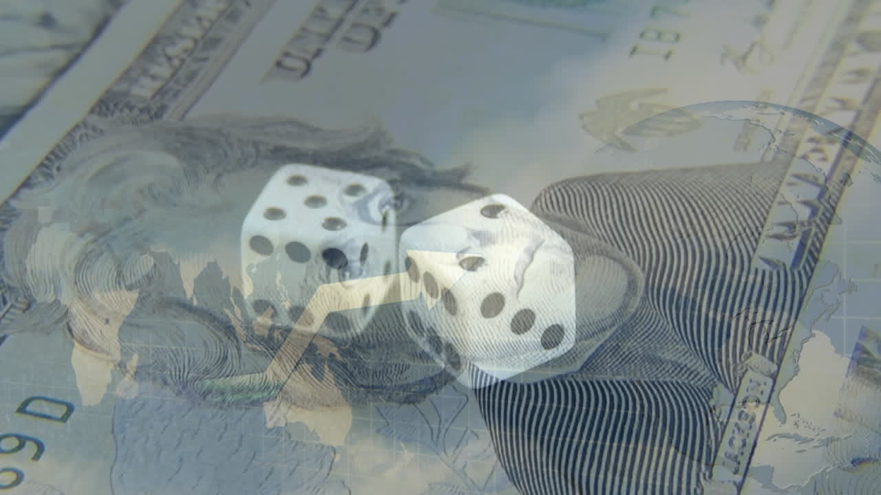 dados y billetes de papel