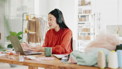 video call, laptop and ecommerce with asian woman