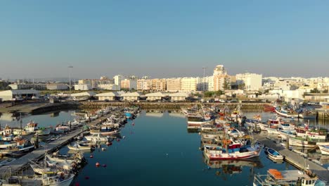 Quarteira's-dock,-full-of-fishing-boats