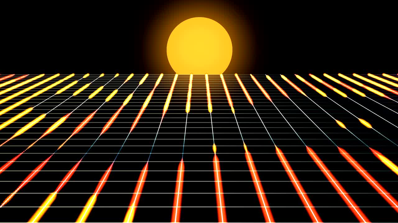 retro futurista imágenes de fondo estilo de los años ochenta. paisaje digital en un mundo cibernético. capaz de bucle