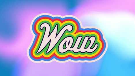 Animation-Von-Rainbow-Wow-Text-über-Neon-Muster-Hintergrund