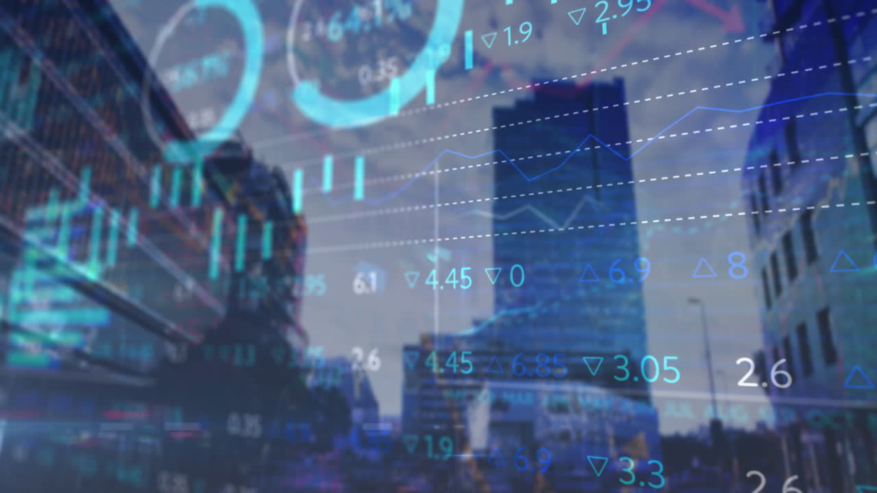 animación del procesamiento de datos sobre el paisaje urbano