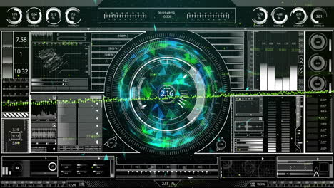 animation of futuristic digital interface with circular patterns and data in school