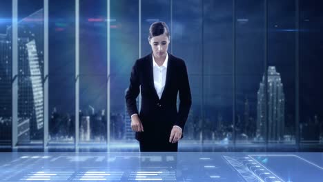 Businesswoman-using-digital-screen