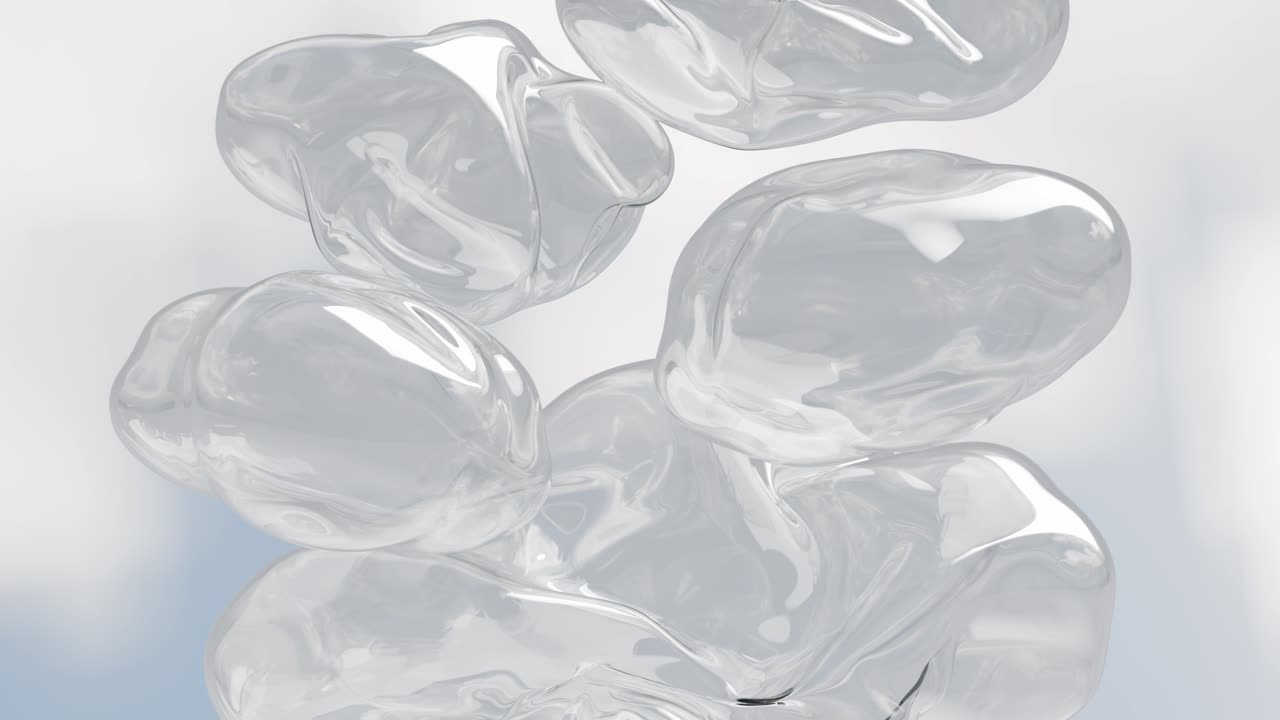 Abstract bubbles and gold spheres