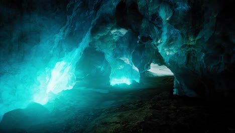 entrance of an ice cave inside glacier in southern iceland