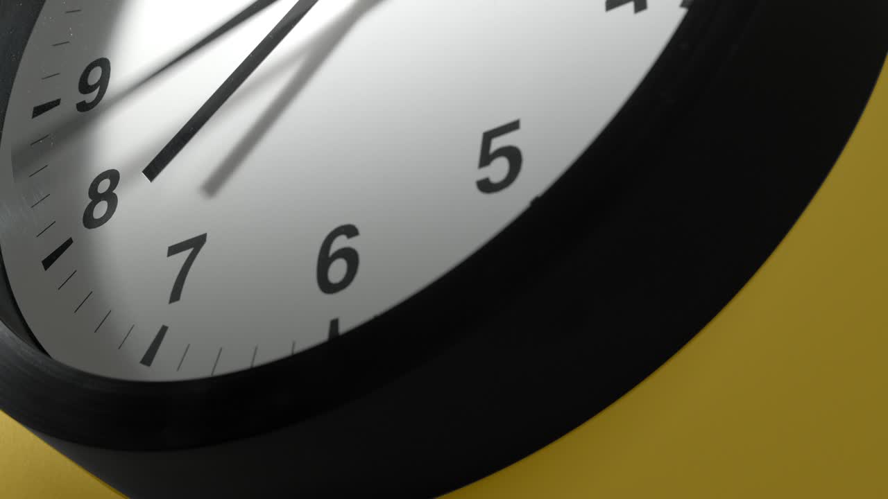 Clock Face on Yellow Wall in Time Lapse