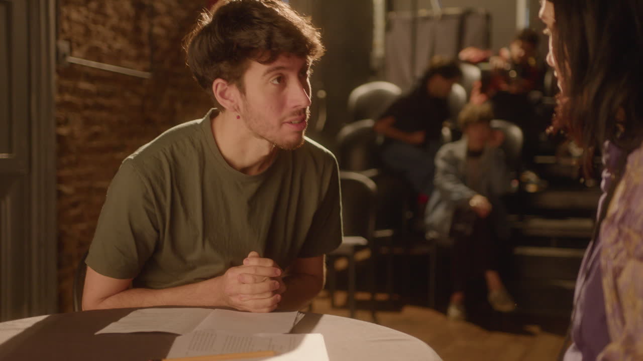 Actors Playing Fight Scene Between the Couple on Theater Stage