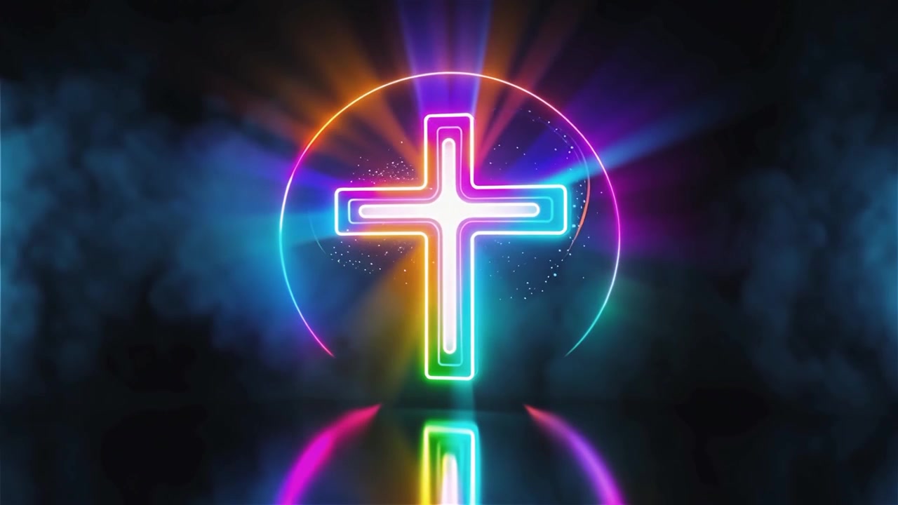 Croce Cristiana Luce Celestiale Sfondo per il Culto.