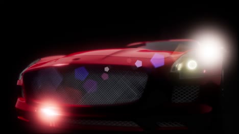 luxury sport car in dark studio with bright lights