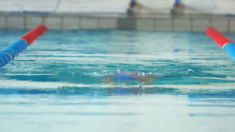 mujer en forma nadando en la piscina