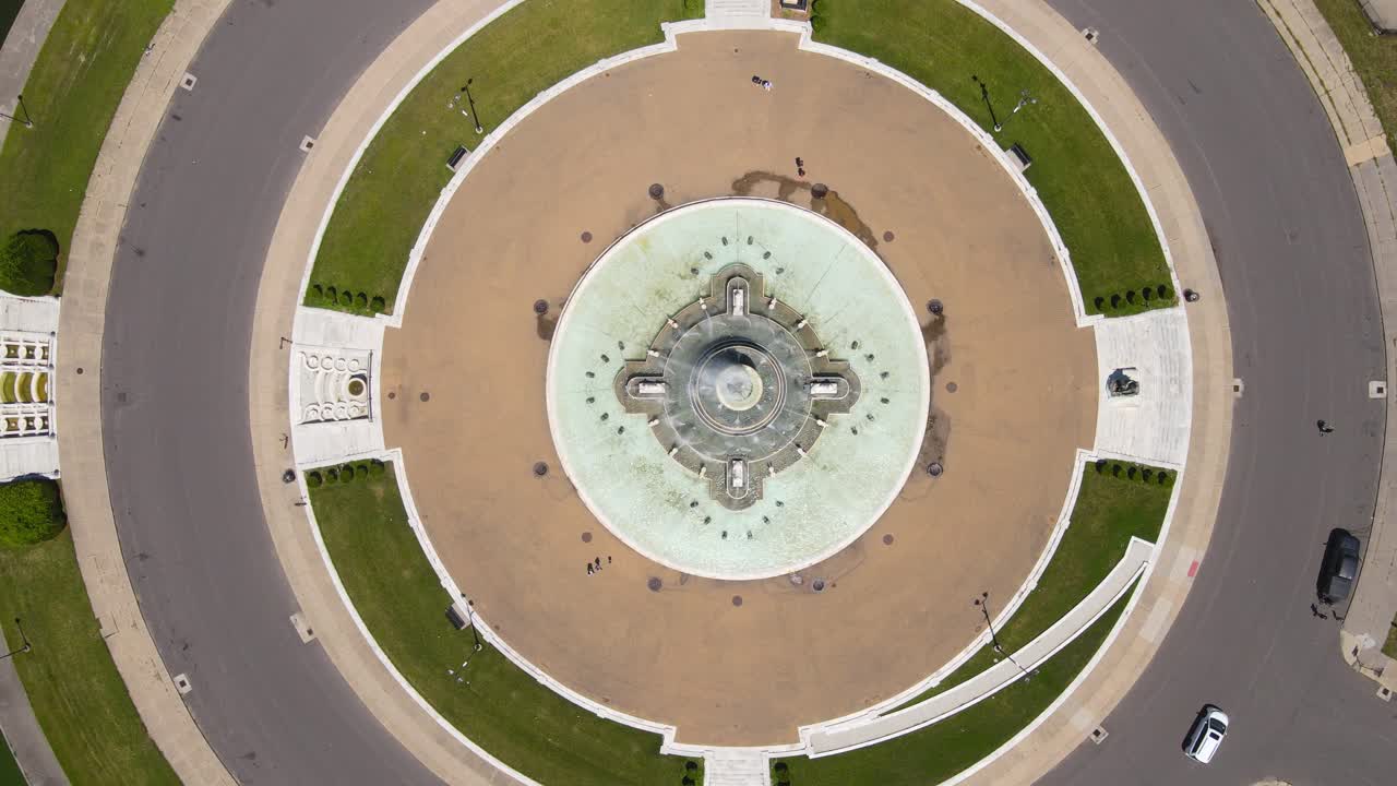 Top down view of James Scott Memorial Fountain on Belle Isle, Detroit Michigan,