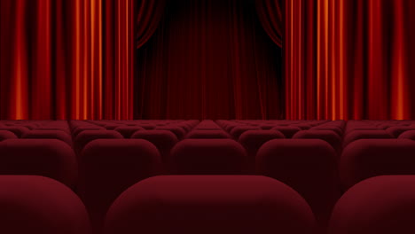 animación de la apertura de la cortina roja en el teatro