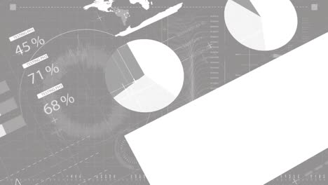 animación de la interfaz con el procesamiento de datos estadísticos contra un fondo gris