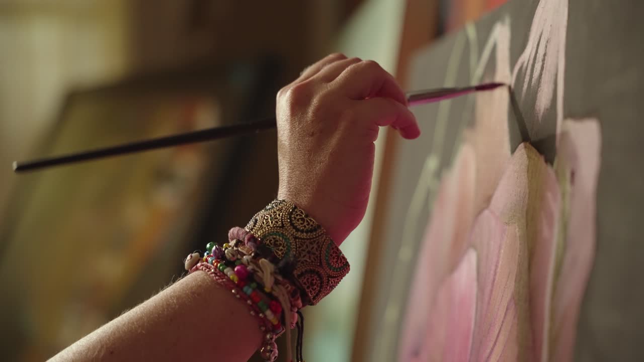 4K footage of South African artist working away in her private art studio.