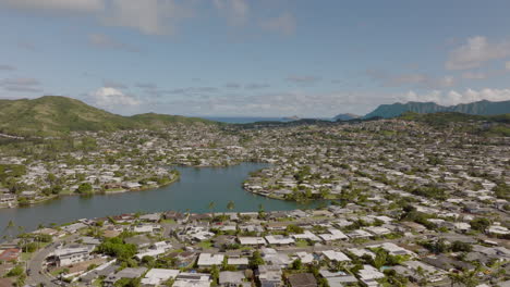 Kailua-Viertel-Mit-Ka&#39;elepulu-Teich-Auf-Der-Insel-Oahu-In-Hawaii-An-Einem-Schönen-Sonnigen-Tag