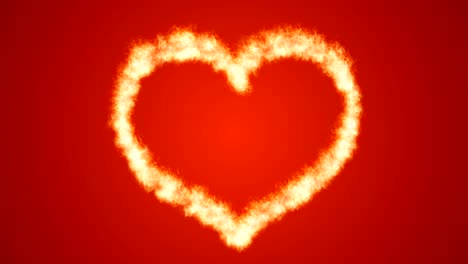 el corazón ardiente sobre un fondo rojo. un bucle sin costuras.
