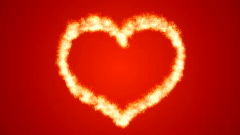 burning heart on red background. seamless loop.